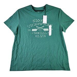 Mens Goodfellow Green T Shirt Short Sleeve Pine Snow Throwers Crew Neck Size XXL